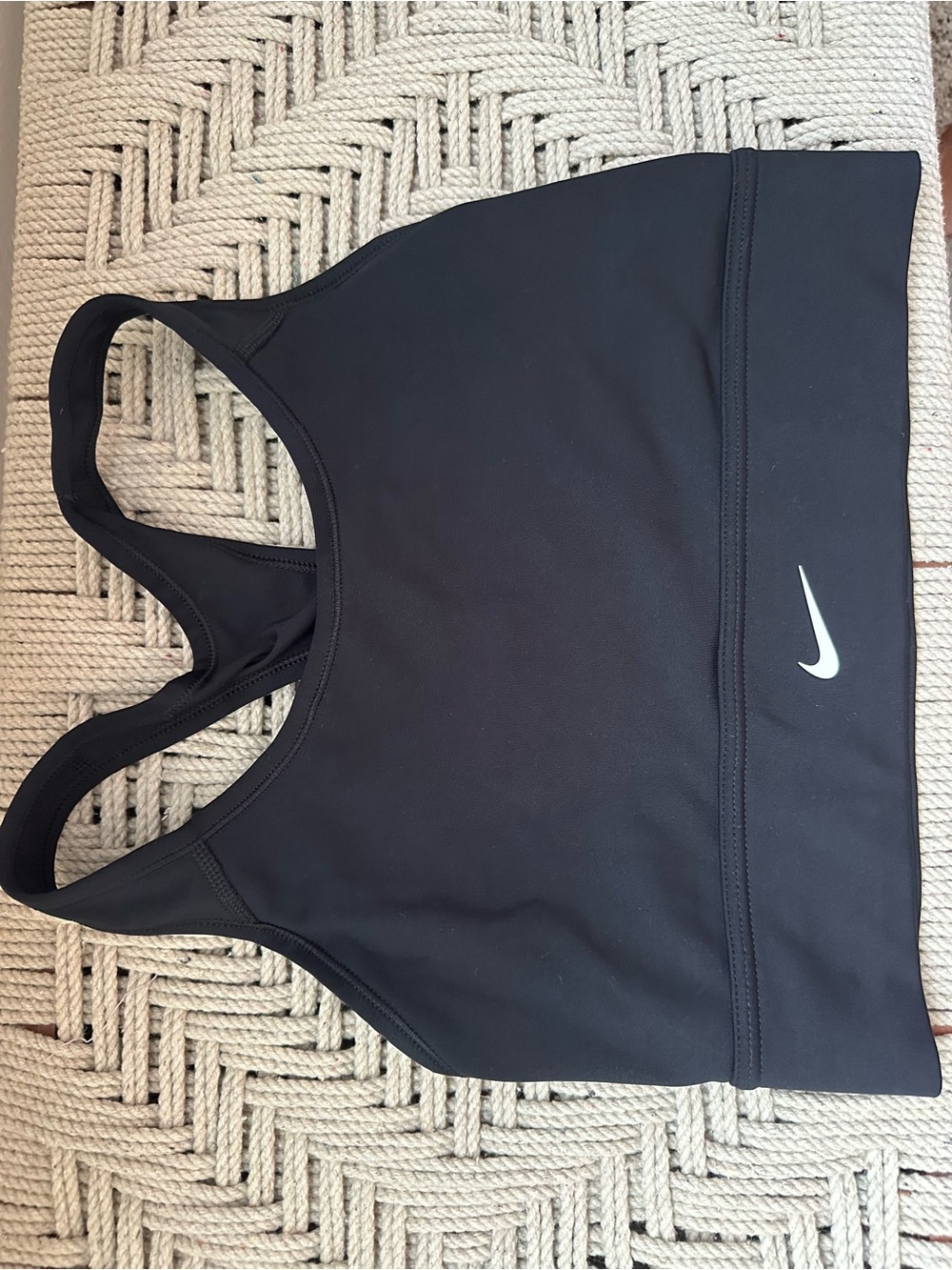 Nike Black Racerback Sports Bra with White Swoosh